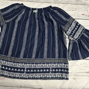 Rockin C Boho Printed Peasant Top